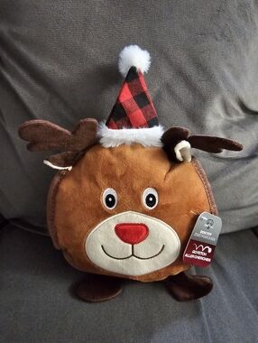 One Paw Festive Squeaky Plush Reindeer Flat Dog Toy 🐕 🐶